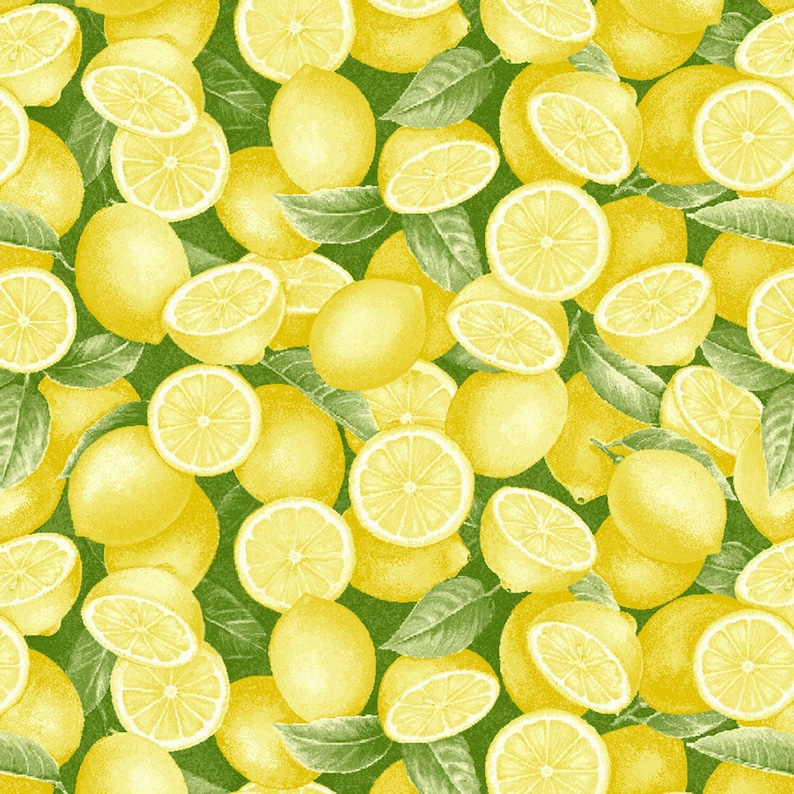 Henry Glass Just Lemons Yellow Packed Lemons Fabric 1 Yard Etsy