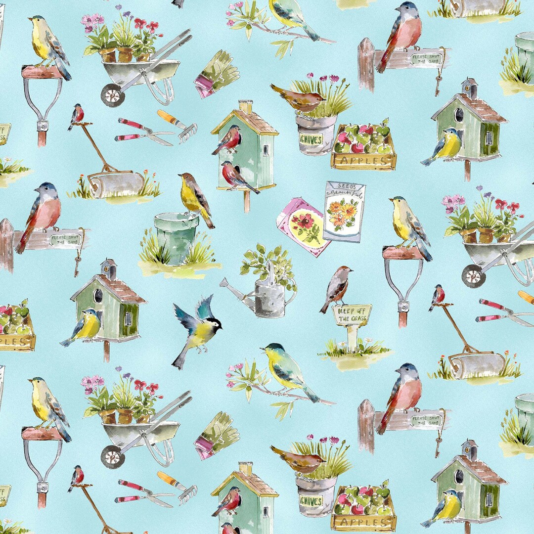 Michael Miller in the Garden Blue Garden Festival Fabric - 1 Yard - Etsy