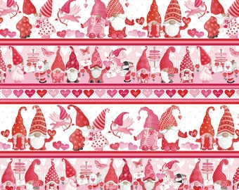 Kanvas for Benartex Be My Gnomie Pink/Red Be My Gnomie Stripe fabric - 1 yard