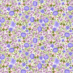 Kanvas for Benartex Spring Breeze Sage Springtime Flowers Fabric - 1 yard