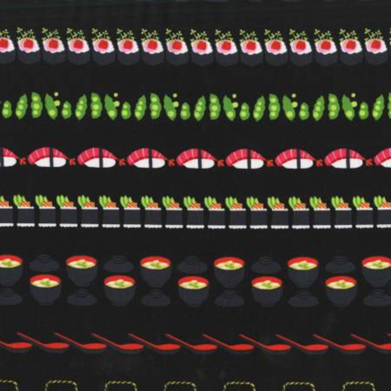 NEW Michael Miller Bento Box Lacq Conveyor Sushi fabric 1 yard image 1