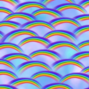 Henry Glass Unicorn Dreams Blue Multi Rainbow Toss Fabric - 1 yard