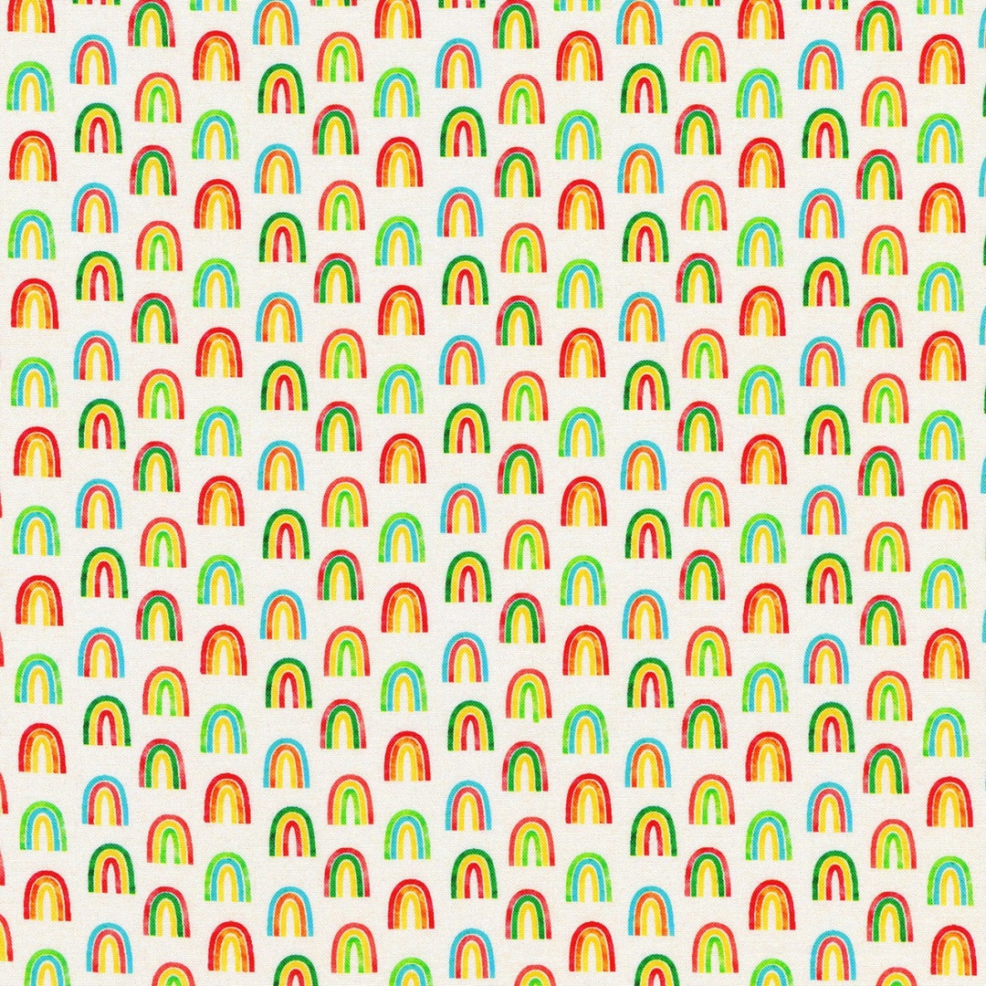 Robert Kaufman Chili Smiles Ivory Rainbow Digitally Printed Fabric 1 Yard 6 Inches Last Piece Etsy