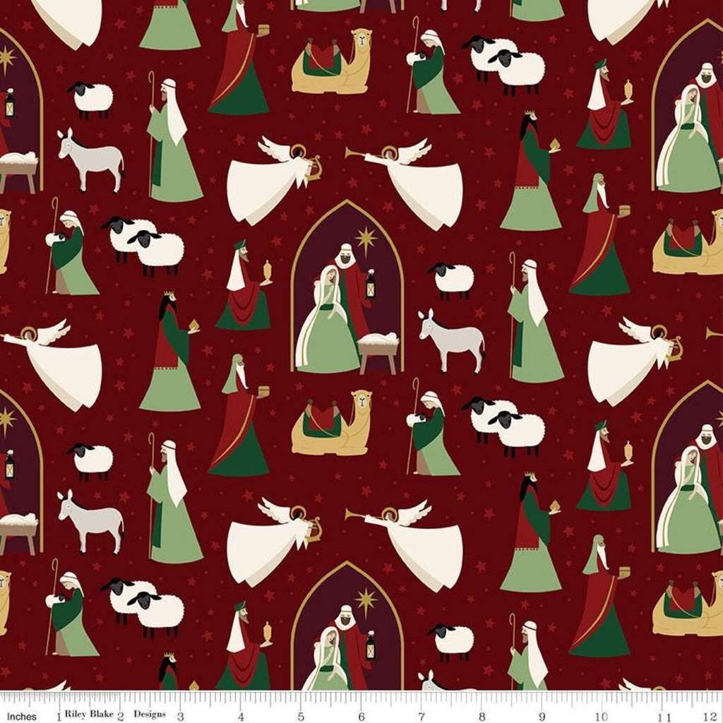 Riley Blake Designs Oh Holy Night Main Mulberry Sparkle