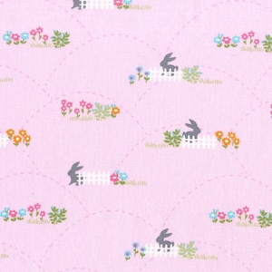 Michael Miller Bunny&#39;s Garden Petal Hopping Fences Fabric - 1 yard