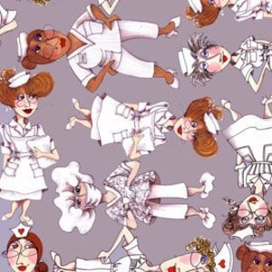 NEW Loralie Designs Tossed Nurses Gray Fabric 1 Yard - Etsy