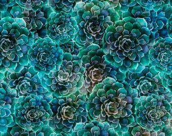 Quilting Treasures Blossom Succulent Teal fabric - 1 yard
