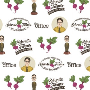 Camelot The Office White The Office Schrute Business fabric - 1 yard - Very Limited