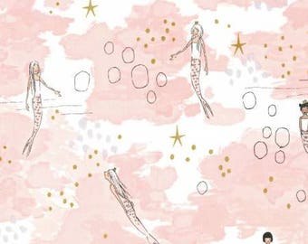 Michael Miller Magic by Sara Jane Blossom Mermaid Magic with Metallic fabric - 1 yard