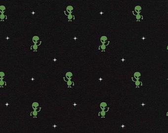 Timeless Treasures Sports Black Aliens Fabric - 1 yard