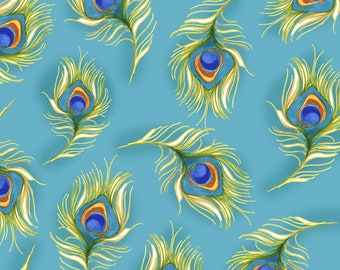 NEW!! Loralie Designs Sitting Pretty Peacock Turquoise fabric - 1 yard