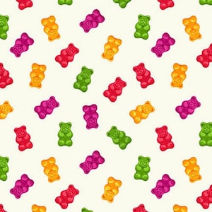 Blank Quilting Herban Sprawl Ecru Gummy Bears fabric - 1 yard