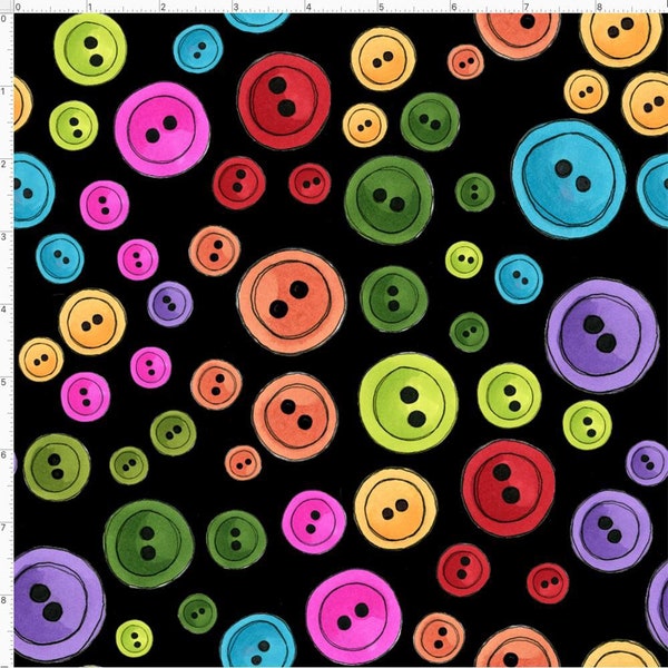 Loralie Designs Button Button Multi fabric - 33 inches - last piece