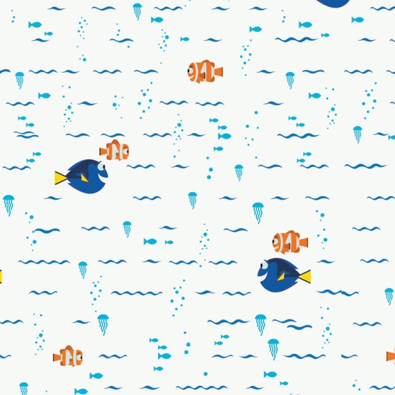Finding Dory Dot in White Disney Camelot 100/% cotton Fabric by the yard