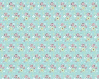 Riley Blake Designs Butterfly Flowers Blue - 1 yard