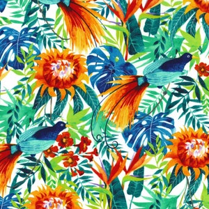 Michael Miller White Garden Isle fabric - 31 inches - last piece