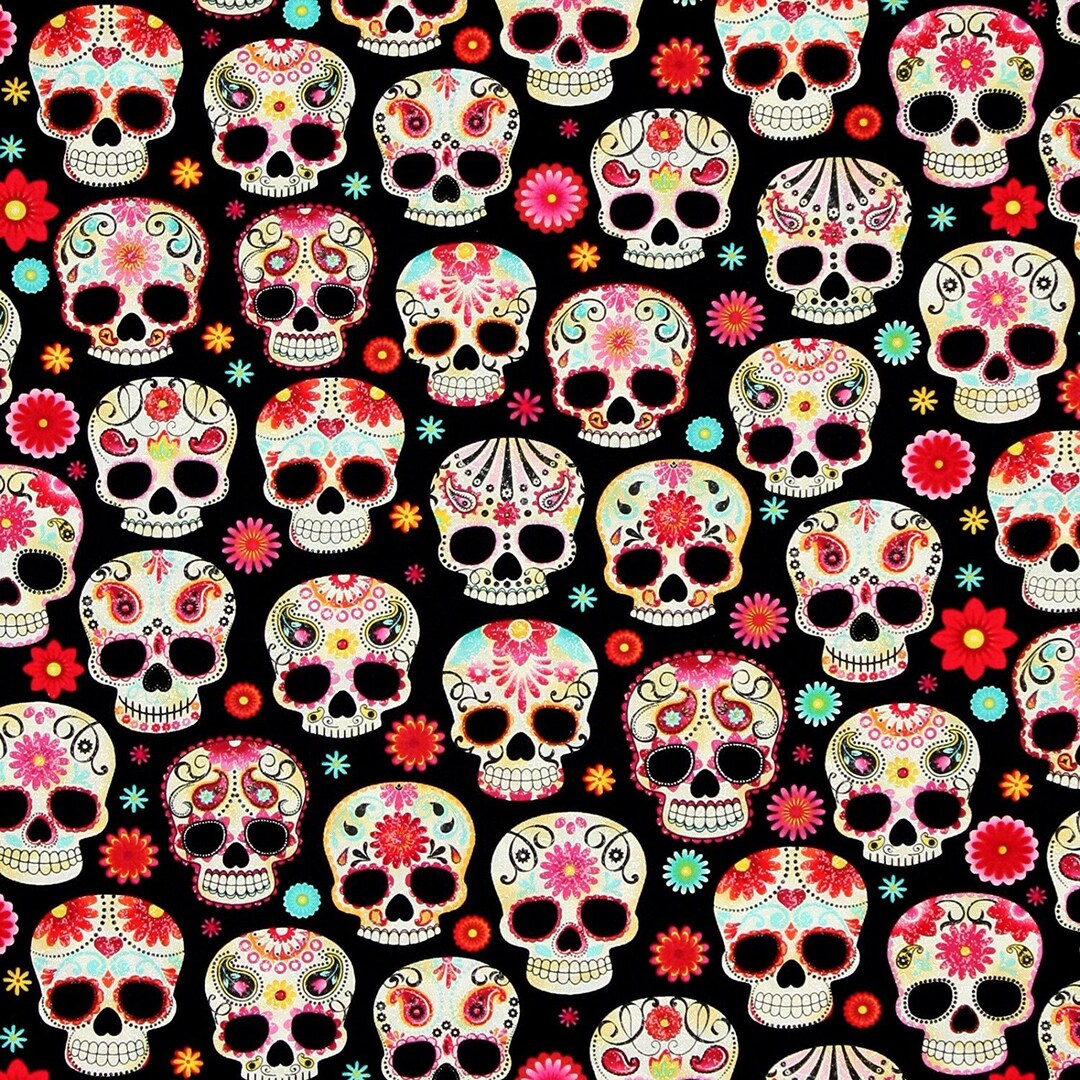 Timeless Treasures Day of the Dead Skulls Fabric - 1 Yard - Etsy