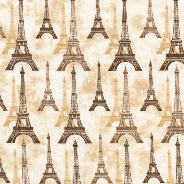 Robert Kaufman City of Lights Parchment Paris Eiffel Tower Fabric - 1 yard