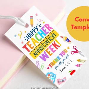Editable Canva Template Teacher Appreciation Gift Tags Png Thank You ...