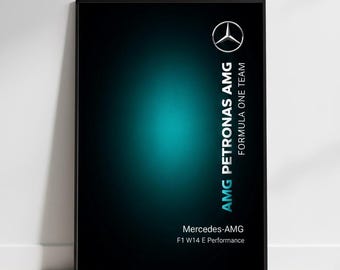 Impresión digital de Mercedes-AMG F1 W14 E Performance / Póster de LEGO Fórmula 1 / Lewis Hamilton George Russell / Póster de F1 / Arte mural