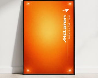 Póster del equipo McLaren de Fórmula 1 / Impresión digital de arte mural de F1 / Estética de carreras naranja / Lando Norris y Oscar Piastri / Descarga instantánea