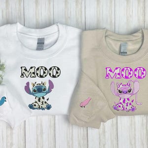 Embroidered Stitch Sweatshirt – Lilo & Stitch Ohana Jumper, Stitck Cartoon Hoodie, Cute Character Gift for Her or Stitch Fans ESN810.H-811.H