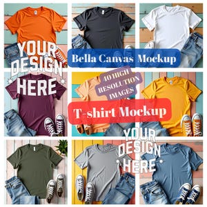 Colorful T-Shirt Mockup Bundle: High-Resolution Flatlay Templates (Digital Download)