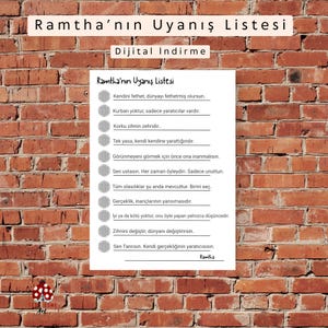 Ramtha Uyanış Listesi | Digitale png-poster | Ruhsal Farkndalık Afişi | Minimalistische lijst Baskıya Hazır