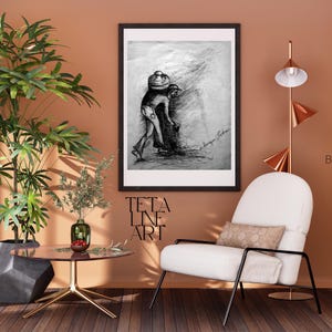 Impresión artística de grafito de 200 g / Dibujo simbólico a lápiz / Obra de arte emocional hecha a mano