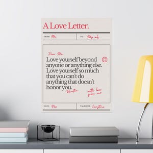 Pósteres verticales mate inspiradores para el amor propio, decoración del hogar, regalos únicos para ella, arte mural motivacional, un San Valentín reflexivo.