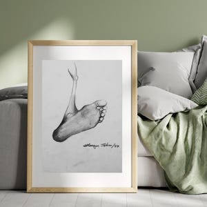 Disegno a matita fatto a mano / Arte originale in bianco e nero / Schizzo decorativo da parete