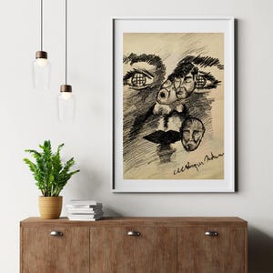 Black and White Pencil Art | Window to the Soul Drawing | Digital Download Sketch Poster