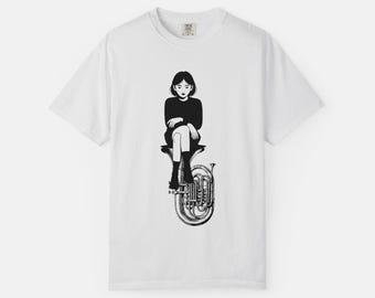 Chill Girl on Tuba Shirt: Relaxed Music Lover Tee