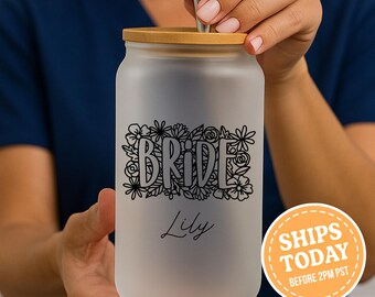 Bride Floral Personalized Tumbler, Wedding Party Cup, Bridal Shower Cup, Bride to Be, Personalized Bride Cup, Future Mrs. Cup