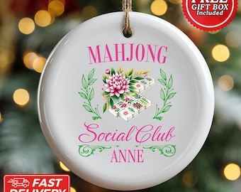 Merry Mahjong Christmas Ornament, Personalized Mahjong Tree Ornament, Mahjong Gift, Mahjong Holiday Decor, Mahjong Christmas Keepsake