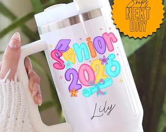 Senior 2026 Personalized Tumbler, Class of 2026 Graduation Cup, High School Senior Gift, College Grad Tumbler, Custom Name Senior Cup