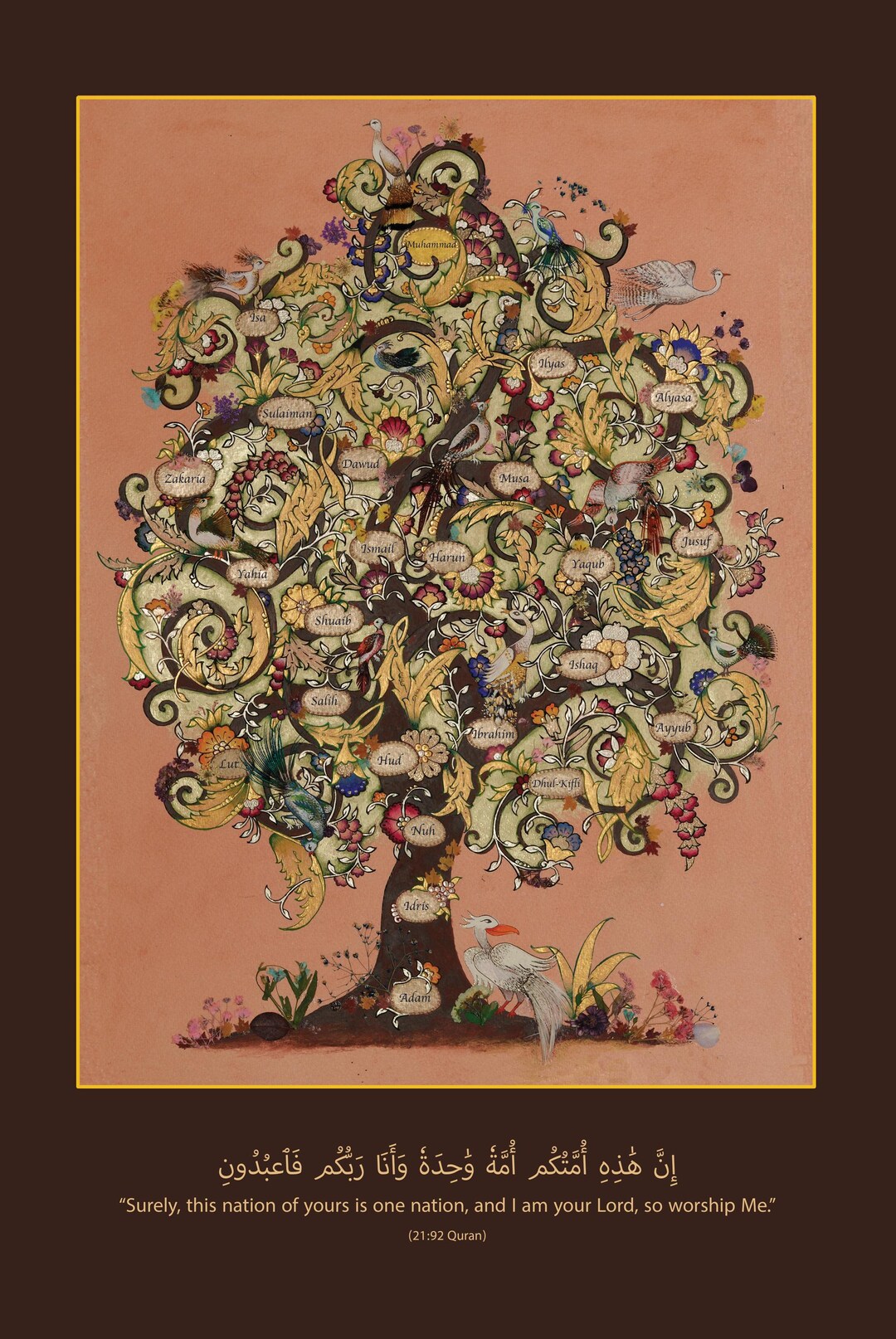 Prophet Drawing Tree Islamic Art Gilcee Art Print