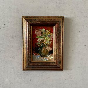 Miniatura de pintura al óleo, Pintura al óleo original, Pintura al óleo de bodegón, Pintura al óleo original pequeña, Pintura al óleo impresionista