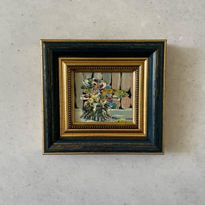 Mini pintura de flores, Pintura al óleo impresionista, Pintura al óleo en miniatura, Pintura al óleo original, Pintura al óleo original pequeña