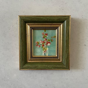 Miniatura de pintura al óleo, Pintura al óleo original, Pintura al óleo de bodegón, Pintura al óleo original pequeña, Pintura al óleo impresionista