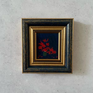 Mini pintura de flores, pintura al óleo impresionista, pintura al óleo en miniatura, pintura al óleo original, pintura al óleo vintage original