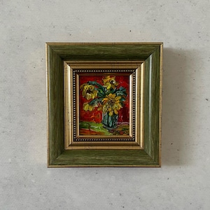 Mini pintura de flores, Pintura al óleo impresionista, Pintura al óleo en miniatura, Pintura al óleo original, Pintura al óleo original pequeña