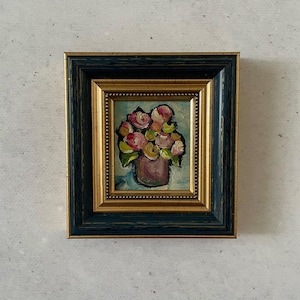 Mini pintura de flores, Pintura al óleo impresionista, Pintura al óleo en miniatura, Pintura al óleo original, Pintura al óleo original pequeña