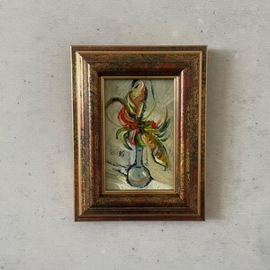 Mini pintura de flores, Pintura a óleo impressionista, Pintura a óleo em miniatura, Pintura a óleo original, Pintura a óleo original pequena