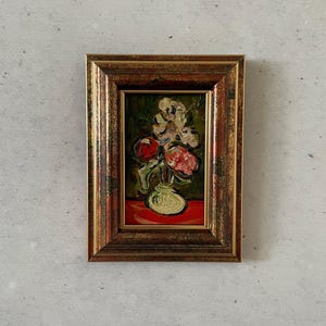 Mini pintura de flores, Pintura al óleo impresionista, Pintura al óleo en miniatura, Pintura al óleo original, Pintura al óleo original pequeña