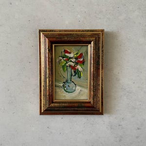 Mini pintura de flores, Pintura al óleo impresionista, Pintura al óleo en miniatura, Pintura al óleo original, Pintura al óleo original pequeña
