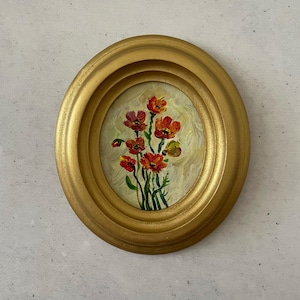 Impressionist oil painting, Oil painting miniature, Oil painting original, Oil painting original small, Mini flower painting,