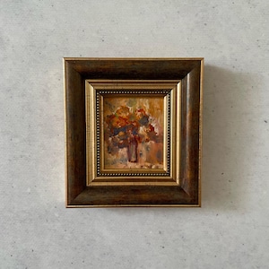 Mini pintura de flores, Pintura al óleo miniatura, Pintura al óleo original, Pintura al óleo de bodegón, Pintura al óleo original pequeña