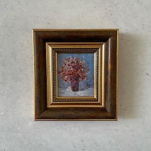 Mini pintura de flores, Pintura al óleo miniatura, Pintura al óleo original, Pintura al óleo de bodegón, Pintura al óleo original pequeña