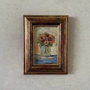 Pintura al óleo impresionista, Pintura al óleo en miniatura, Pintura al óleo original, Pintura al óleo de bodegón, Pintura al óleo original